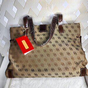 DOONEY AND BOURKE signature anniversary canvas & leather tote bag
